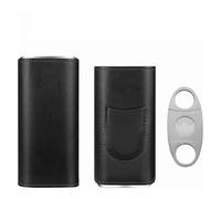 Compatible for LMETJMA 3-Finger Leather Cigar Case with Cigar Cutter Portable Travel Cigar Holder Case Premium Cigar Carrying Case JT317(Black)