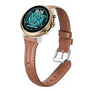 Compatible for Michael Kors MKGO Bands, LvBu Slim Genuine Leather Band Replacement Accessories Strap Compatible for Michael Kors Access MKGO Smartwatch (Brown)