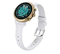 Compatible for Michael Kors MKGO Bands, LvBu Slim Genuine Leather Band Replacement Accessories Strap Compatible for Michael Kors Access MKGO Smartwatch (White)