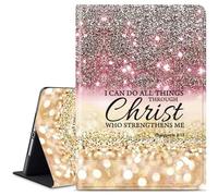 Compatible for New iPad 9th 8th 7th Generation Case,Adjustable Stand with Auto Wake/Sleep Protect Smart Case, 10.2 inch,Diamonds Glitter,Bible Verse Philippians 4:13