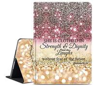 Compatible for New iPad 9th 8th 7th Generation Case,Adjustable Stand with Auto Wake/Sleep Protect Smart Case, 10.2 inch,Christian Quotes Bible Verse Proverbs 31:25