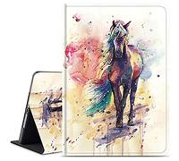 Compatible for New iPad 9th 8th 7th Generation Case,Adjustable Stand with Auto Wake/Sleep Protect Smart Case, 10.2 inch,Watercolor Horse