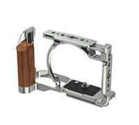 Compatible for Nikon ZR Camera Cage | Aluminum alloy expansion frame matched with wooden handle for comfortable video shooting(Silver)