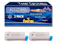 Compatible for Okidata OKI 42127457 Toner Cartridges, Work for Okidata OKI C5540 C5510 C5450 C5250 C5540 MFP C5510 MFP Printers, Toner Cartridges 42127455 42127454 42127456 (2 Pack Black)