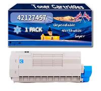 Compatible for Okidata OKI 42127457 Toner Cartridges, Work for Okidata OKI C5540 C5510 C5450 C5250 C5540 MFP C5510 MFP Printers, Toner Cartridges 42127455 42127454 42127456 (1 Pack Cyan)
