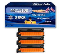 Compatible for Okidata OKI 44315108 Drum Unit, Work for Okidata OKI C610 C610dn C610DTN C610n Printers, Drum Unit 44315107 44315106 44315105 (3 Pack Black)