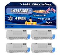 Compatible for Okidata OKI 44318608 Toner Cartridges, Work for Okidata OKI C710 C710CDTN C710dn C710n C711 C711CDTN C711dn Printers (4 Pack Black)
