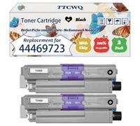 Compatible for Okidata OKI 44469723 Toner Cartridge Work for Okidata OKI C511 C531DN MC562DN C511DN MC561 Printers, with Chip, High Yield 7000 Pages, High-Definition Printing (2 Pack Black)