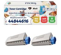 Compatible for Okidata OKI 44844616 44844615 44844614 44844613 Toner Cartridge Work for Okidata OKI C822CDTN C822DN C822N Printers (2 Pack Black)