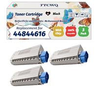 Compatible for Okidata OKI 44844616 44844615 44844614 44844613 Toner Cartridge Work for Okidata OKI C822CDTN C822DN C822N Printers (3 Pack Black)