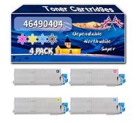Compatible for Okidata OKI 46490404 Toner Cartridges, Work for Okidata OKI C532dn C542dn MC563dn MC563dnwO MC573dn Printers, Toner Cartridges 46490403 46490402 46490401 (4-Pack BK/C/M/Y)