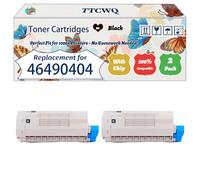 Compatible for Okidata OKI 46490404 Toner Cartridges Work for Okidata OKI C532dn MC573dn C542dn MC563dn Printers (2 Pack Black)