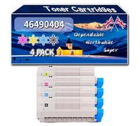 Compatible for Okidata OKI 46490404 Toner Cartridges, Work for Okidata OKI C532dn MC573dn C542dn MC563dn MC563dnw Printers, Toner Cartridges 46490401 46490402 46490403 (4-Pack BK/C/M/Y)
