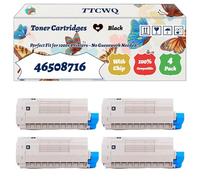 Compatible for Okidata OKI 46508716 Toner Cartridges Work for Okidata OKI C332DN MC363DNW C332DNW MC363DN Printers, with Chip, High Yield 1500 Pages, High-Definition Printing (4 Pack Black)