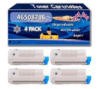 Compatible for Okidata OKI 46508716 Toner Cartridges, Work for Okidata OKI C332DN MC363DNW C332DNW MC363DN Printers, Toner Cartridges 46508715 46508714 46508713 (4 Pack Black)