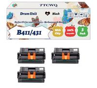 Compatible for Okidata OKI B411/431 Drum Unit Work for Okidata OKI B411d MB472dnw MB492 MB492dn Printers, with Chip, High Yield 25000 Pages, High-Definition Printing (3 Pack Black)