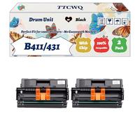 Compatible for Okidata OKI B411/431 Drum Unit Work for Okidata OKI B432 B432dn B512 B512dn Printers, with Chip, High Yield 25000 Pages, High-Definition Printing (2-Pack Black)