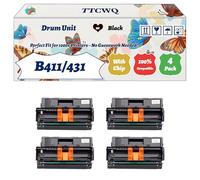 Compatible for Okidata OKI B411/431 Drum Unit Work for Okidata OKI B432 B432dn B512 B512dn Printers, with Chip, High Yield 25000 Pages, High-Definition Printing (4 Pack Black)
