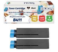 Compatible for Okidata OKI B411 Toner Cartridge Work for Okidata OKI B411 B431 MB461 MB471 MB491 Printers, with Chip, High Yield 3000 Pages, High-Definition Printing (2-Pack Black)