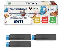Compatible for Okidata OKI B411 Toner Cartridge Work for Okidata OKI B411 B431 MB461 MB471 MB491 Printers, with Chip, High Yield 3000 Pages, High-Definition Printing (3 Pack Black)