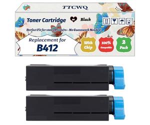 Compatible for Okidata OKI B412 Toner Cartridge Work for Okidata OKI B412DN MB492DN B512DN MB562DN MB472DNW Printers, with Chip, High Yield 3000 Pages, High-Definition Printing (2-Pack Black)