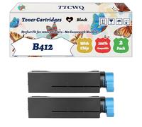 Compatible for Okidata OKI B412 Toner Cartridges Work for Okidata OKI MB492 MB492dn MB562 MB562dnw Printers, with Chip, High Yield 4000 Pages, High-Definition Printing (2-Pack Black)