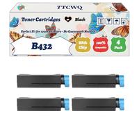 Compatible for Okidata OKI B432 Toner Cartridges Work for Okidata OKI B432 B432dn B512 B512dn Printers, with Chip, High Yield 22000 Pages, High-Definition Printing (4 Pack Black)