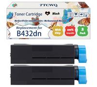 Compatible for Okidata OKI B432dn Toner Cartridge Work for Okidata OKI B432dn B512dn MB492dn MB562dnw Printers, with Chip, High Yield 12000 Pages, High-Definition Printing (2-Pack Black)