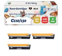 Compatible for Okidata OKI C110/130 Toner Cartridges Work for Okidata OKI C130n C110 MC160n Printers, with Chip, High Yield 2500 Pages, High-Definition Printing (3 Pack Black)