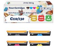 Compatible for Okidata OKI C110/130 Toner Cartridges Work for Okidata OKI C130n C110 MC160n Printers, with Chip, High Yield 2500 Pages, High-Definition Printing (4-Pack BK/C/M/Y)