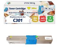 Compatible for Okidata OKI C301 Toner Cartridge Work for Okidata OKI C301 C321 MC332 MC342 Printers, with Chip, High Yield 2200 Pages, High-Definition Printing (1 Pack Yellow)