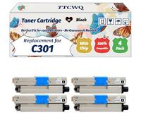 Compatible for Okidata OKI C301 Toner Cartridge Work for Okidata OKI C301 C321 MC332 MC342 Printers, with Chip, High Yield 2200 Pages, High-Definition Printing (4 Pack Black)