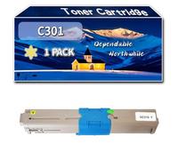 Compatible for Okidata OKI C301 Toner Cartridge, Work for Okidata OKI C301 C321 MC332 MC342 Printers, Toner Cartridge 44973536 44973535 44973534 44973533 (1 Pack Yellow)