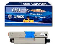 Compatible for Okidata OKI C301 Toner Cartridge, Work for Okidata OKI C301 C321 MC332 MC342 Printers, Toner Cartridge 44973536 44973535 44973534 44973533 (1 Pack Black)