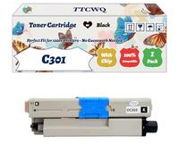 Compatible for Okidata OKI C301 Toner Cartridge Work for Okidata OKI C301 C321 MC332 MC342 Printers, with Chip, High Yield 2200 Pages, High-Definition Printing (1 Pack Black)