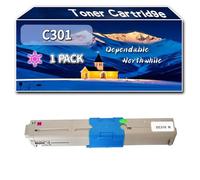 Compatible for Okidata OKI C301 Toner Cartridge, Work for Okidata OKI C301 C321 MC332 MC342 Printers, Toner Cartridge 44973536 44973535 44973534 44973533 (1 Pack Magenta)