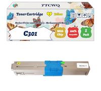 Compatible for Okidata OKI C301 Toner Cartridge Work for Okidata OKI C301 C321 MC332 MC342 Printers, with Chip, High Yield 2200 Pages, High-Definition Printing (1 Pack Yellow)