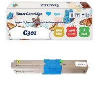 Compatible for Okidata OKI C301 Toner Cartridge Work for Okidata OKI C301 C321 MC332 MC342 Printers, with Chip, High Yield 2200 Pages, High-Definition Printing (1 Pack Cyan)