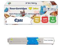 Compatible for Okidata OKI C301 Toner Cartridges Work for Okidata OKI MC342dnw MC342dn MC332dn C321dn C301dn Printers, with Chip, High Yield 2500 Pages, High-Definition Printing (1 Pack Yellow)