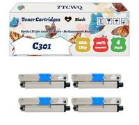 Compatible for Okidata OKI C301 Toner Cartridges Work for Okidata OKI MC342dnw MC342dn MC332dn C321dn C301dn Printers, with Chip, High Yield 2500 Pages, High-Definition Printing (4 Pack Black)