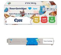 Compatible for Okidata OKI C301 Toner Cartridges Work for Okidata OKI MC342dnw MC342dn MC332dn C321dn C301dn Printers, with Chip, High Yield 2500 Pages, High-Definition Printing (1 Pack Cyan)