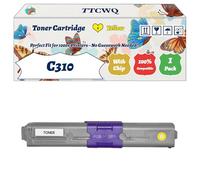 Compatible for Okidata OKI C310 Toner Cartridge Work for Okidata OKI C310 C330 C510 C511 C530 C531 MC351 Printers, with Chip, High Yield 3500 Pages, High-Definition Printing (1 Pack Yellow)