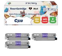 Compatible for Okidata OKI C310 Toner Cartridge Work for Okidata OKI C310 C330 C510 C511 C530 C531 MC351 Printers, with Chip, High Yield 3500 Pages, High-Definition Printing (3 Pack Black)