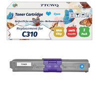 Compatible for Okidata OKI C310 Toner Cartridge Work for Okidata OKI C310 C330 C510 C511 C530 C531 MC351 Printers, with Chip, High Yield 3500 Pages, High-Definition Printing (1 Pack Cyan)