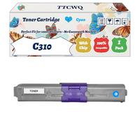 Compatible for Okidata OKI C310 Toner Cartridge Work for Okidata OKI C310 C330 C510 C511 C530 C531 MC351 Printers, with Chip, High Yield 3500 Pages, High-Definition Printing (1 Pack Cyan)