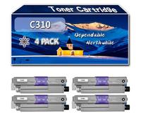 Compatible for Okidata OKI C310 Toner Cartridge, Work for Okidata OKI C310 C330 C510 C511 C530 C531 MC351 Printers, Toner Cartridge 44469803 44469706 44469705 44469704 (4 Pack Black)