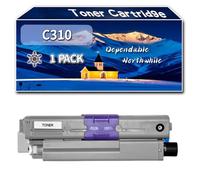 Compatible for Okidata OKI C310 Toner Cartridge, Work for Okidata OKI C310 C330 C510 C511 C530 C531 MC351 Printers, Toner Cartridge 44469803 44469706 44469705 44469704 (1 Pack Black)