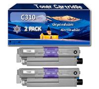 Compatible for Okidata OKI C310 Toner Cartridge, Work for Okidata OKI MC352 MC361 MC362 MC561 MC562 Printers, Toner Cartridge 44469803 44469706 44469705 44469704 (2 Pack Black)