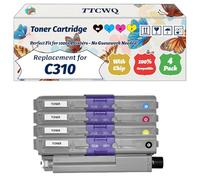 Compatible for Okidata OKI C310 Toner Cartridge Work for Okidata OKI MC352 MC361 MC362 MC561 MC562 Printers, with Chip, High Yield 3500 Pages, High-Definition Printing (4-Pack BK/C/M/Y)