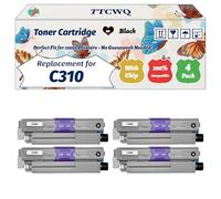 Compatible for Okidata OKI C310 Toner Cartridge Work for Okidata OKI MC352 MC361 MC362 MC561 MC562 Printers, with Chip, High Yield 3500 Pages, High-Definition Printing (4 Pack Black)